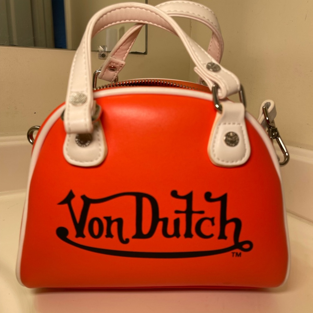 Von Dutch Orange and White Women's Bag